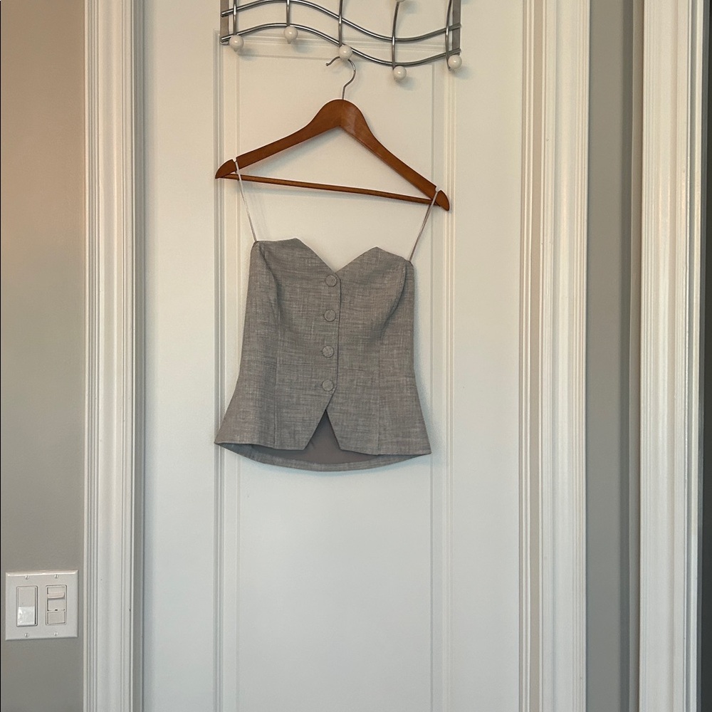 Dynamite Gray Button-Up Top